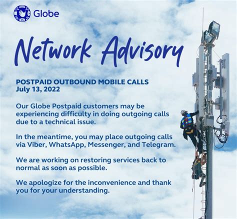 globe network problem today|Public Advisory on Temporary Service Interruption .